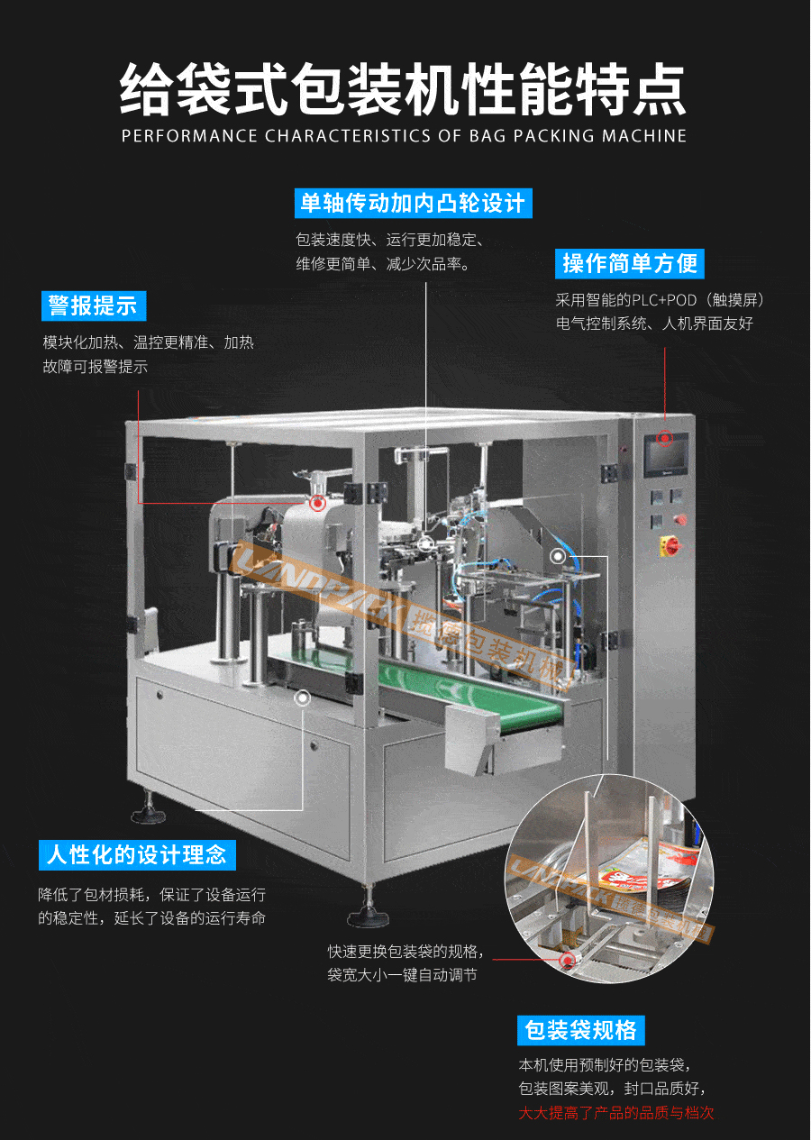 站立袋粉末包裝機特點